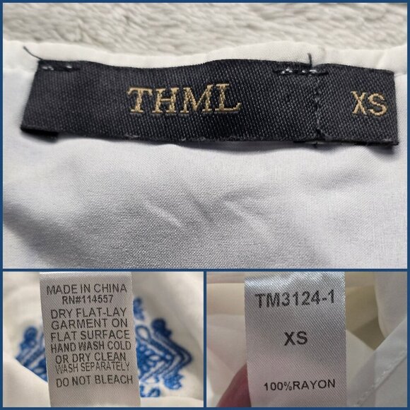 THML ✦ White Blue Embroidered Sleeveless Top ✦ Floral Hi-Low Hem Size XS NWT - Picture 13 of 16